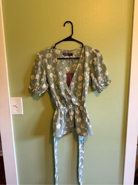 Adore Me Sage Green Floral Wrap Top